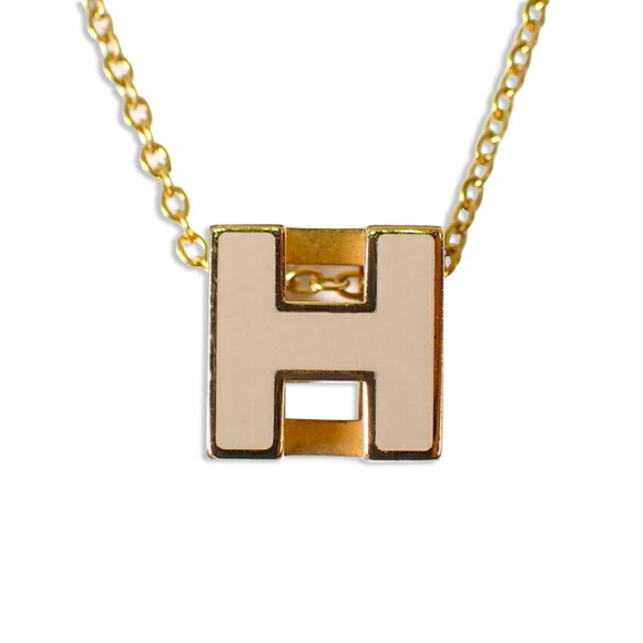 HERMES Jewelry - HERMES H-Cube Gold x Greige Necklace